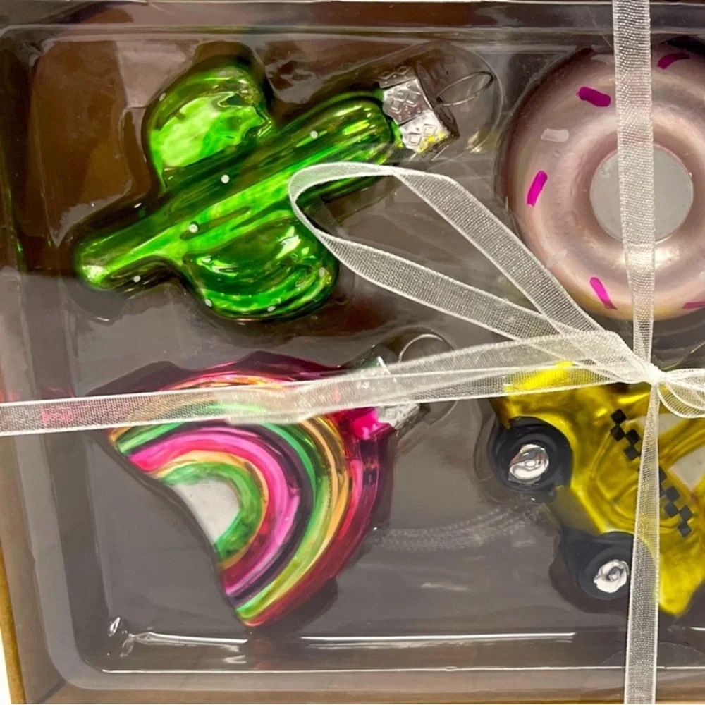 3 for $15 SALE Target Bullseye Set of 6 Mini Glass Holiday Ornaments, New in Box
